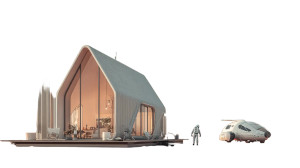 Futuristic Art Deco House Vinyl Car Decal Sticker – Waterproof & UV-Resistant 8"