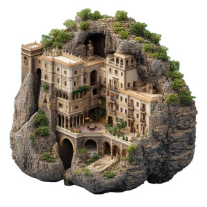 Spanish Mountain Castle Vinyl Car Decal Sticker – Waterproof & UV-Resistant 8"