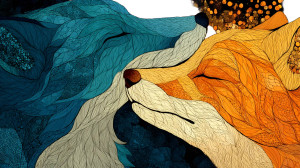 Foxes Kissing In Space Vinyl Car Decal Sticker – Waterproof & UV-Resistant 8"