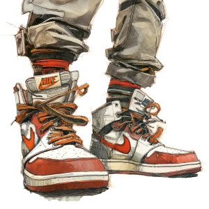 Caricature Nike Jordans Vinyl Car Decal Sticker – Waterproof & UV-Resistant 8"