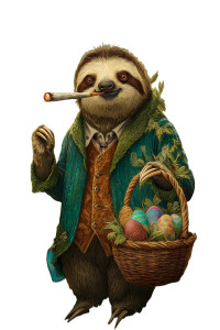 Happy Easter Sloth Vinyl Car Decal Sticker – Waterproof & UV-Resistant 8"