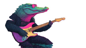 Psychedelic Crocodile Guitarist Vinyl Car Decal Sticker – Waterproof & UV-Resistant 8"
