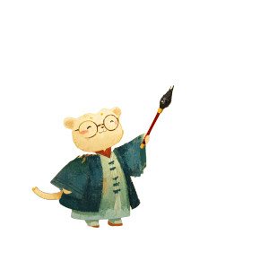 Chibi Ink Scholar Lion Vinyl Car Decal Sticker – Waterproof & UV-Resistant 8"