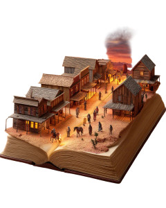 Old West Book Diorama Vinyl Car Decal Sticker – Waterproof & UV-Resistant 8"