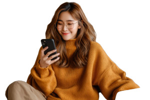 Woman Using Phone Vinyl Car Decal Sticker – Waterproof & UV-Resistant 8"