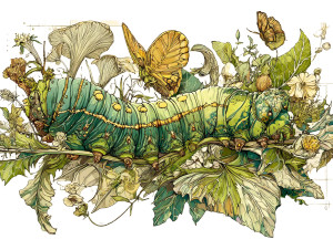 Artistic Hornworm Illustration Vinyl Car Decal Sticker – Waterproof & UV-Resistant 8" Artistic Hornworm Illustration Vinyl Car Decal Sticker – Waterproof & UV-Resistant 8"