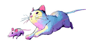Cat Chasing Mouse Vinyl Car Decal Sticker – Waterproof & UV-Resistant 8"