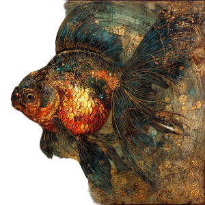 Fantasy Goldfish Gyotaku Vinyl Car Decal Sticker – Waterproof & UV-Resistant 8"