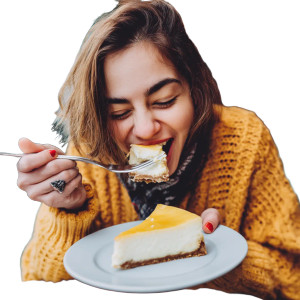 Woman Eating Cheesecake Vinyl Car Decal Sticker – Waterproof & UV-Resistant 8" Woman Eating Cheesecake Vinyl Car Decal Sticker – Waterproof & UV-Resistant 8"