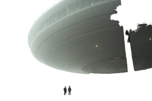 Gigantic White Flying Saucer Vinyl Car Decal Sticker – Waterproof & UV-Resistant 8"