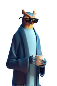 Owl Drinks Coffee Vinyl Car Decal Sticker – Waterproof & UV-Resistant 8"