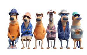 Anthropomorphic Dogs Sitting V3 Vinyl Car Decal Sticker – Waterproof & UV-Resistant 8"