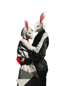 Rabbit-Headed Embrace Vinyl Car Decal Sticker – Waterproof & UV-Resistant 8"