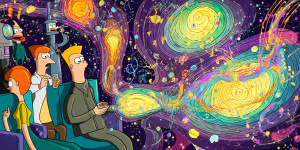 Cosmic Futurama Scene Vinyl Car Decal Sticker – Waterproof & UV-Resistant 8"