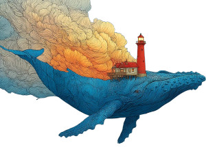 Magic Whale Lighthouse Vinyl Car Decal Sticker – Waterproof & UV-Resistant 8"