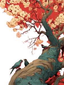 Cherry Tree Trunk Vinyl Car Decal Sticker – Waterproof & UV-Resistant 8"