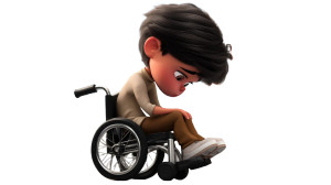 Sad Child Wheelchair Vinyl Car Decal Sticker – Waterproof & UV-Resistant 8"