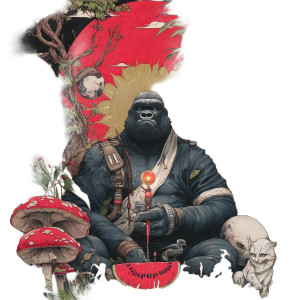 Meditative Gorilla Vinyl Car Decal Sticker – Waterproof & UV-Resistant 8"