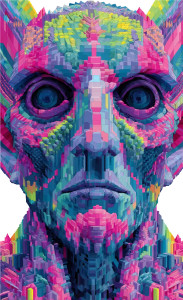 Psychedelic Alien Face Vinyl Car Decal Sticker – Waterproof & UV-Resistant 8"