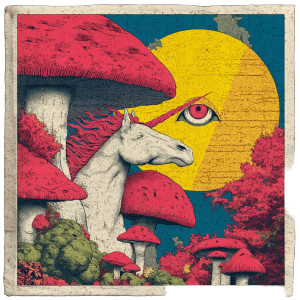 Psychedelic Unicorn Tee Vinyl Car Decal Sticker – Waterproof & UV-Resistant 8"