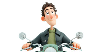 Relaxed Motorcyclist Vinyl Car Decal Sticker – Waterproof & UV-Resistant 8"