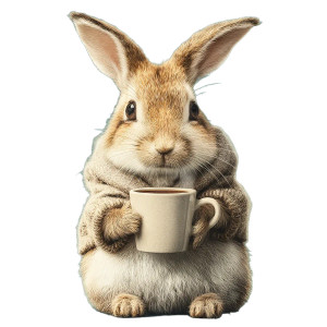 Bunny With Coffee Vinyl Car Decal Sticker – Waterproof & UV-Resistant 8"