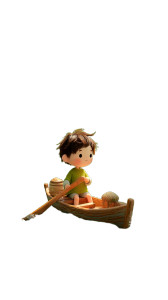 Chibi Boy Boating Vinyl Car Decal Sticker – Waterproof & UV-Resistant 8"