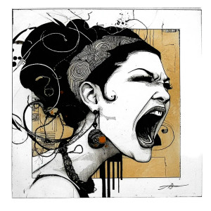 Yelling Woman Vinyl Car Decal Sticker – Waterproof & UV-Resistant 8"