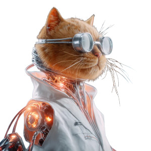 Cyberpunk Cat Scientist Vinyl Car Decal Sticker – Waterproof & UV-Resistant 8"