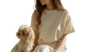 Brunette Woman With Maltipoo Vinyl Car Decal Sticker – Waterproof & UV-Resistant 