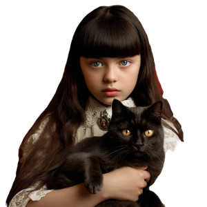 Girl And Cat V2 Vinyl Car Decal Sticker – Waterproof & UV-Resistant 8"