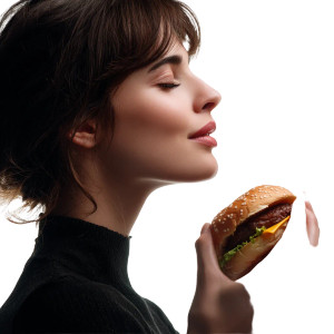 Peruvian Woman With Burger Vinyl Car Decal Sticker – Waterproof & UV-Resistant 8"