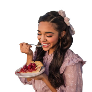 Latina Tween Enjoying Pie Vinyl Car Decal Sticker – Waterproof & UV-Resistant 8"