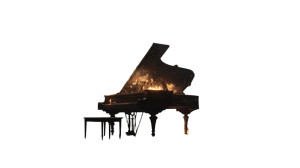 Flaming Grand Piano Vinyl Car Decal Sticker – Waterproof & UV-Resistant 8"