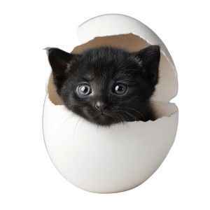 Black Kitten Hatching Vinyl Car Decal Sticker – Waterproof & UV-Resistant 8"