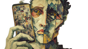 Cubist Hybrid Portrait Vinyl Car Decal Sticker – Waterproof & UV-Resistant 8"