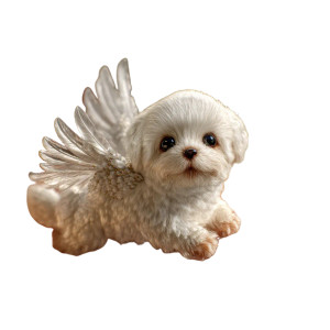 Tiny Winged Bichon Vinyl Car Decal Sticker – Waterproof & UV-Resistant 8"