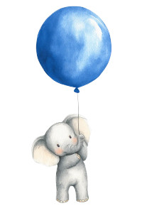 Baby Elephant Balloon Vinyl Car Decal Sticker – Waterproof & UV-Resistant 8"