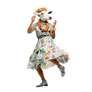 Dancing Cow Woman Vinyl Car Decal Sticker – Waterproof & UV-Resistant 8"