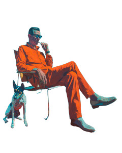 Modern Man With Dog Vinyl Car Decal Sticker – Waterproof & UV-Resistant 8"
