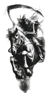 Death Riding Horse Vinyl Car Decal Sticker – Waterproof & UV-Resistant 8" Death Riding Horse Vinyl Car Decal Sticker – Waterproof & UV-Resistant 8"