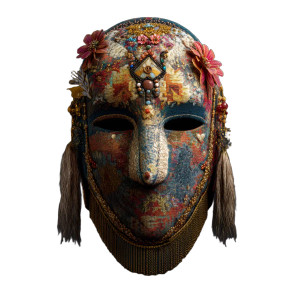 Embroidered Fantasy Mask Vinyl Car Decal Sticker – Waterproof & UV-Resistant 8"