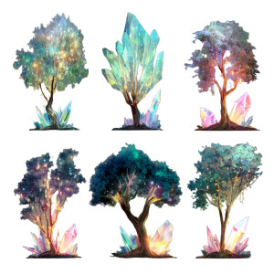 Glowing Crystal Trees Vinyl Car Decal Sticker – Waterproof & UV-Resistant 8"