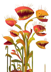 Art Deco Carnivorous Plant Vinyl Car Decal Sticker – Waterproof & UV-Resistant 8"