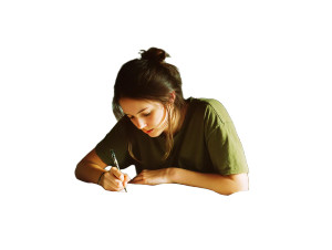 Studying Young Woman Vinyl Car Decal Sticker – Waterproof & UV-Resistant 8"