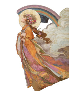 Rainbow Goddess Vinyl Car Decal Sticker – Waterproof & UV-Resistant 8"