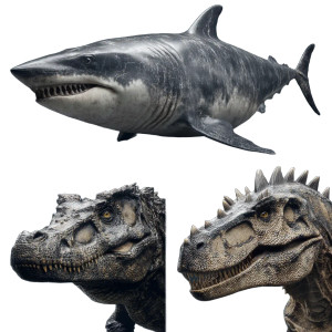 Shark-Dinosaur Fusion V3 Vinyl Car Decal Sticker – Waterproof & UV-Resistant 8"