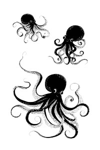 Playful Black Octopuses Vinyl Car Decal Sticker – Waterproof & UV-Resistant 8"
