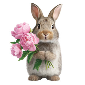Bunny With Peonies Vinyl Car Decal Sticker – Waterproof & UV-Resistant 8" Bunny With Peonies Vinyl Car Decal Sticker – Waterproof & UV-Resistant 8"