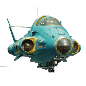 Retro Futuristic Spaceship Vinyl Car Decal Sticker – Waterproof & UV-Resistant 8"